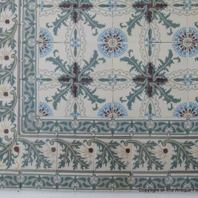 9m2 / 97 sq ft antique Belgian ceramic floor with triple borders
