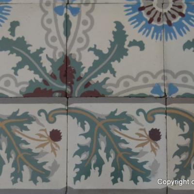 5m2 antique French thistle themed ceramic