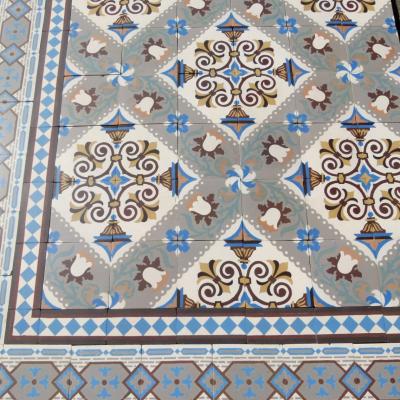 c.12-13m2 Beautiful antique Belgian ceramic floor with triple borders
