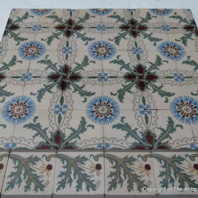 5m2 antique French thistle themed ceramic