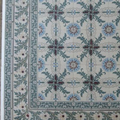 9m2 / 97 sq ft antique Belgian ceramic floor with triple borders