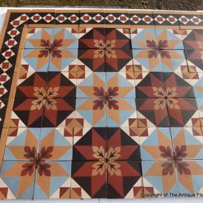 8.2m2 beautiful antique Perrusson ceramic floor - early 20th century