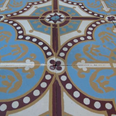 12.5m2 antique French Bocquey and Winckelmans ceramic floor
