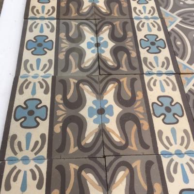 c.11.5m2 antique Belgian ceramic with back to back borders
