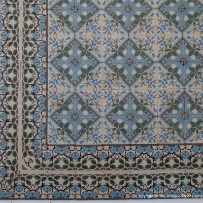 Large +/- 22.75m2 antique ceramic floor with same size border tiles