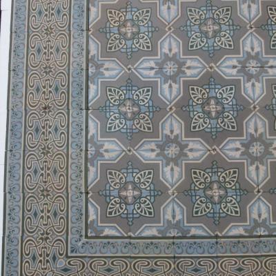c.12m2 antique Saint Remy ceramic floor with original borders