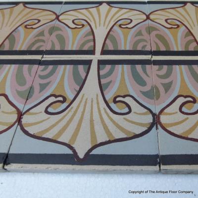 55 French Art Nouveau tiles in a pastel palette