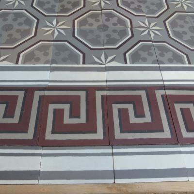 A small c.2.5m2 to 5.7m2 Boch Freres ceramic floor c.1900 