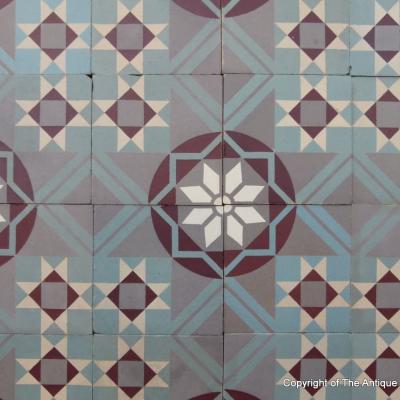 9.25m2 of handmade French Perrusson tiles c.1905