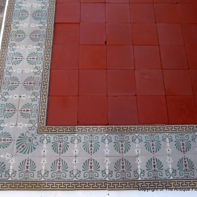 A 10.5m2+ antique French ceramic floor with back to back borders