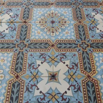 A 13.5m2/145 sq ft. antique French ceramic using two field tiles