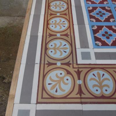 5.5m2 antique French Douvrin ceramic floor