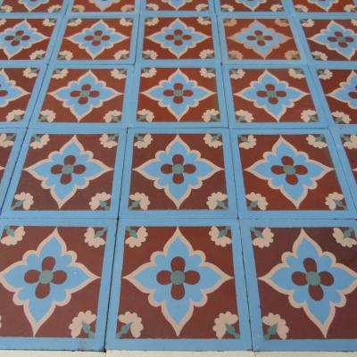 5.5m2 antique French Douvrin ceramic floor