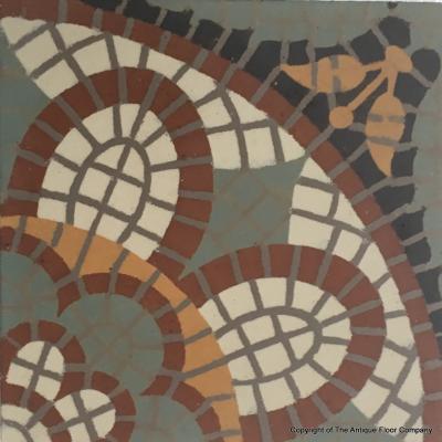 Small antique ceramic mosaic themed floor c.1920