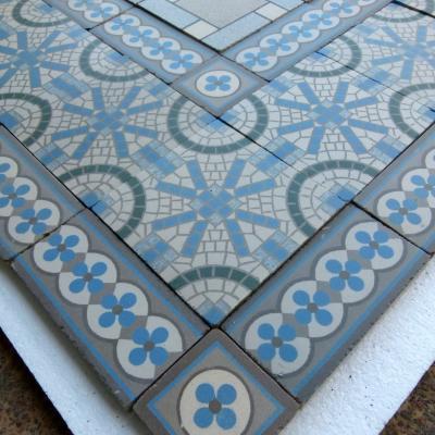 6m2 antique Belgian ceramic floor with triple borders