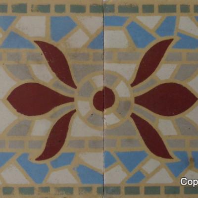 A run of 70+ faux mosaic themed ceramic border tiles 