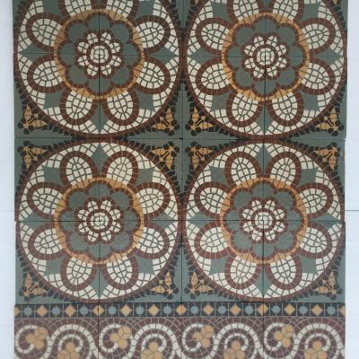 Small antique ceramic mosaic themed floor c.1920