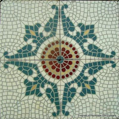 9.6m2 Gilliot Hemiksem mosaic themed floor with double borders c.1920 