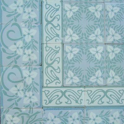 Belgian Art Nouveau floor tiles - early 20th century