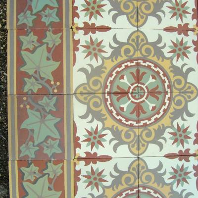 Douzies Maubeuge ceramic encaustic floor in Autumnal colours 