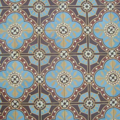 Antique unglazed encaustic floor tiles c.1880 - with double borders