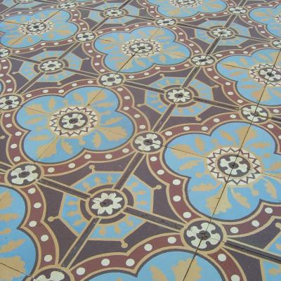 Antique unglazed encaustic floor tiles c.1880 - with double borders