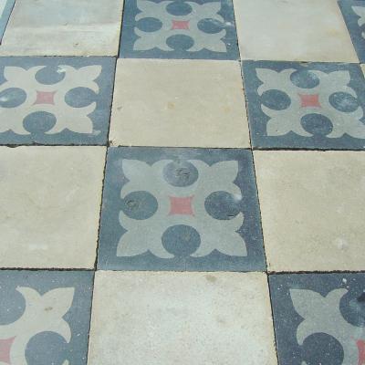 Classic chessboard floor with heraldic motif c.1880
