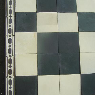 Antique ceramic black and white floor tiles c.1905