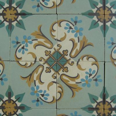 21m2 / 225 sq ft Art Nouveau French ceramic encaustic floor with original borders