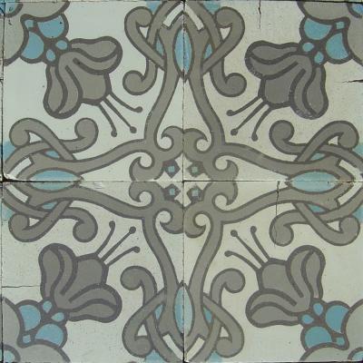 Early Art Nouveau Maufroid Freres et Soeur ceramic encaustic floor-13m2-17m2+