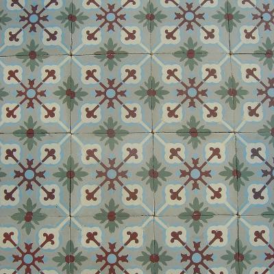 c.1900 - Triple border antique French kitchen floor - 10m2+