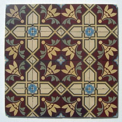 Large, 27m2+ antique Belgian floor of twin motifs c.1890