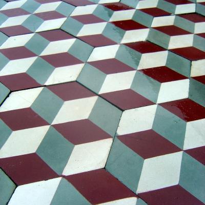 3D Hexagonal Carreaux de ciment floor c.1910