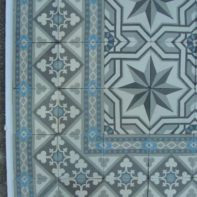 11m2+ Classical twin bordered Belgian ceramic floor c.1910