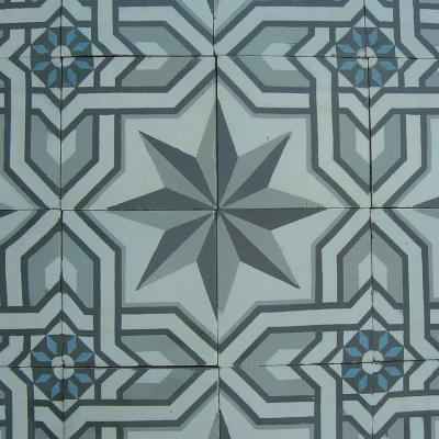 11m2+ Classical twin bordered Belgian ceramic floor c.1910