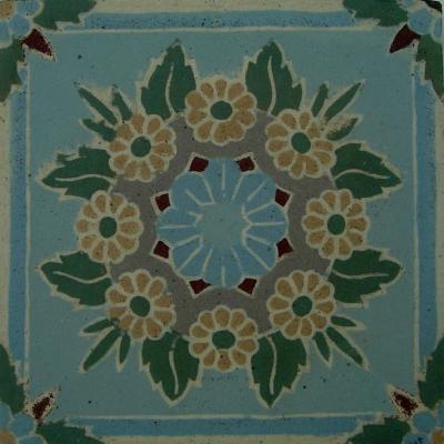 Antique ceramic encaustic floral themed Belgian floor - c.1910 - 11.5m2+