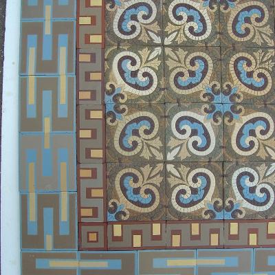 16m2 antique Boch Freres Maubege ceramic encaustic floor - 1929 
