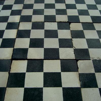 Classical antique French damier floor with ornate borders – 15m2