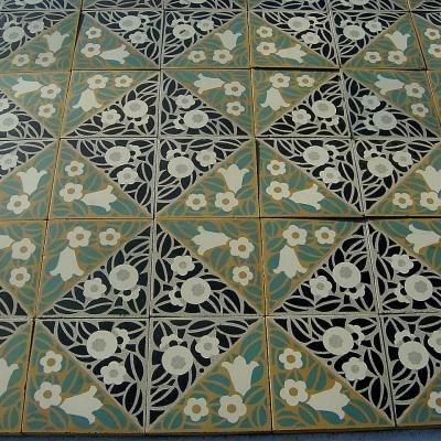 5m2+ Antique French ceramic encaustic field tiles c.1920