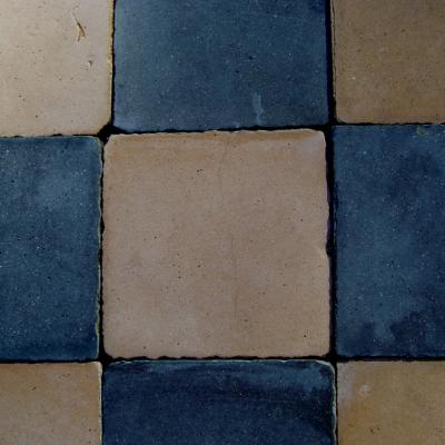 9.75m2 / 105 sq ft antique French damier floor in biscuit and charcoal