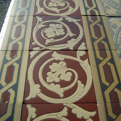 Large elegant Boch Freres Maubege ceramic floor with triple borders c.1890