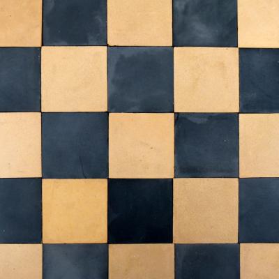 4.7m2 / 50 sq ft + of antique French black and cream ceramic tiles - c.1910