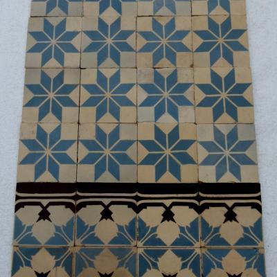 14m2-16m2+ of antique Perrusson ceramic encaustic tiles - early 20th century
