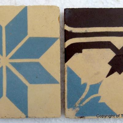 14m2-16m2+ of antique Perrusson ceramic encaustic tiles - early 20th century