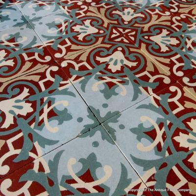 6.7m2 ornate ceramic French floor with original borders c.1915-1920