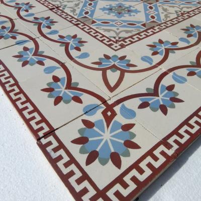 8m2 antique French ceramic with back to back borders 