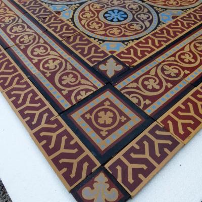 8m2 to 9m2 antique French ceramic encaustic floor with triple borders 