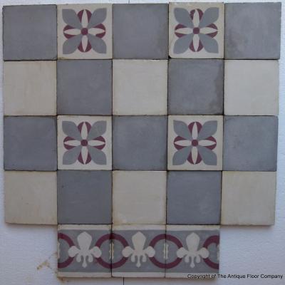 11m2 antique carreaux de ciment floor of 14cm sq tiles