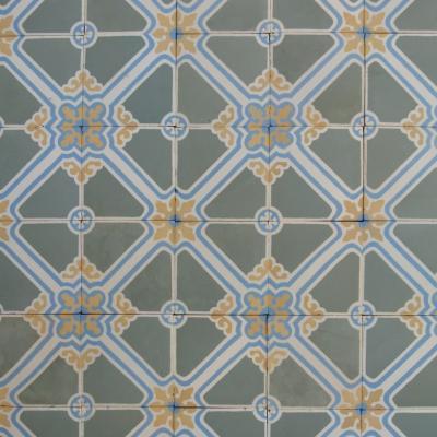 13.5m2 antique ceramic floor in a cool green palette