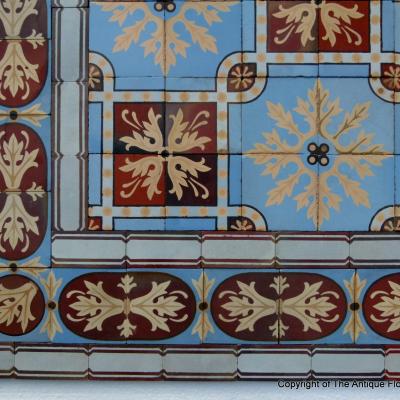 17m2 / 180 sq ft antique handmade Douvrin ceramic floor c.1905